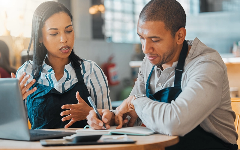 two business people banking