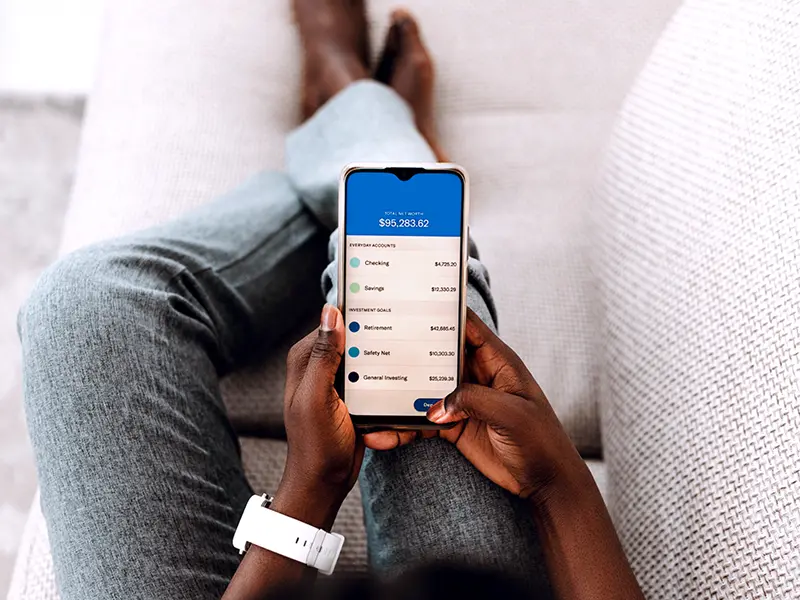 phone showing bank account