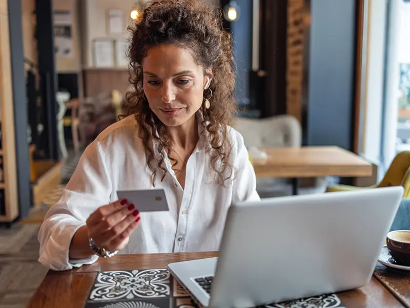 woman with debit card